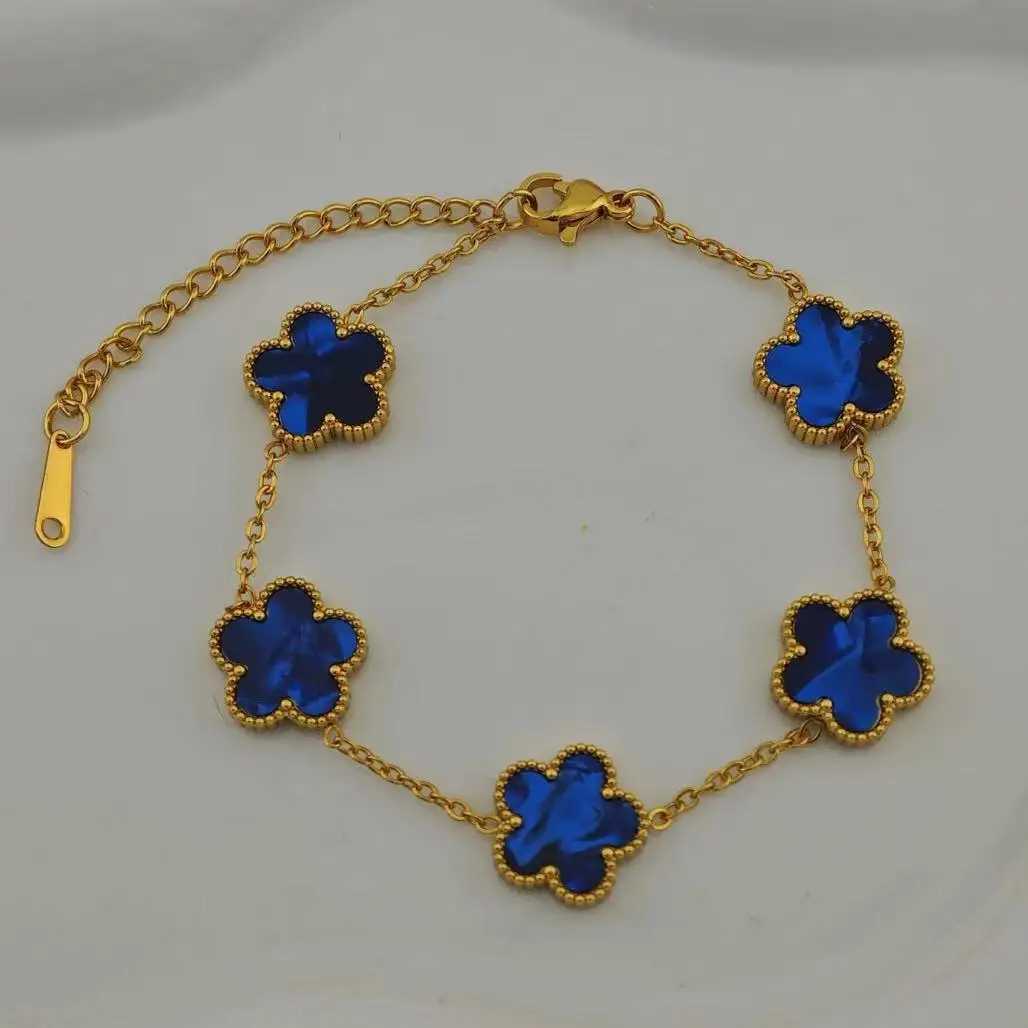 18k Gold Plated Lucky Five Flower StainlESS Steel Womens Exquisite Five-Pointed Star Luxury Party Jewelry Gift H260321 - view 7