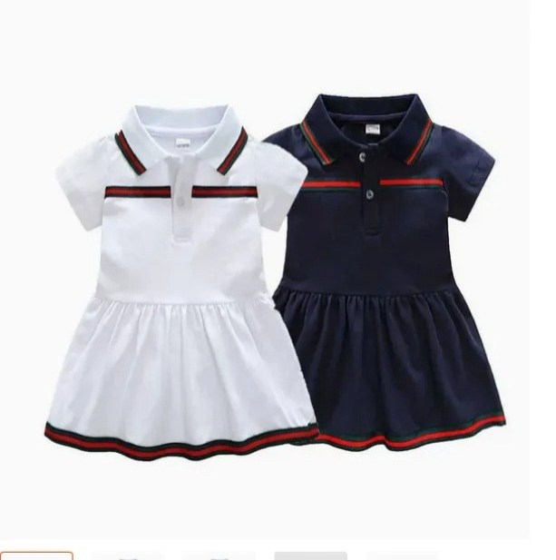Designer Baby Girl Dress Cute Bowknot Summer Girls Clothes Princess Dress Cotton Infant Toddler Girls Clothes A974