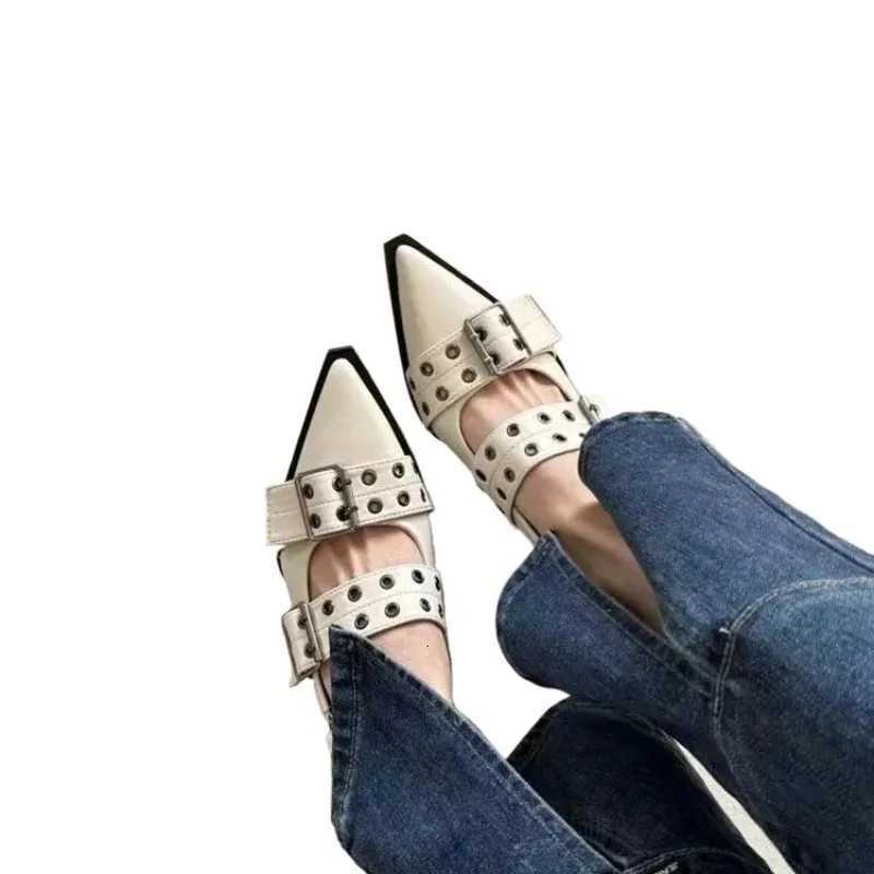 Zapatos Planos Con Hebilla De Lujo Para Mujer Sandalias Informales Con Taln Descubierto Y Punta Estrecha Talla Grande 34-43 C260321