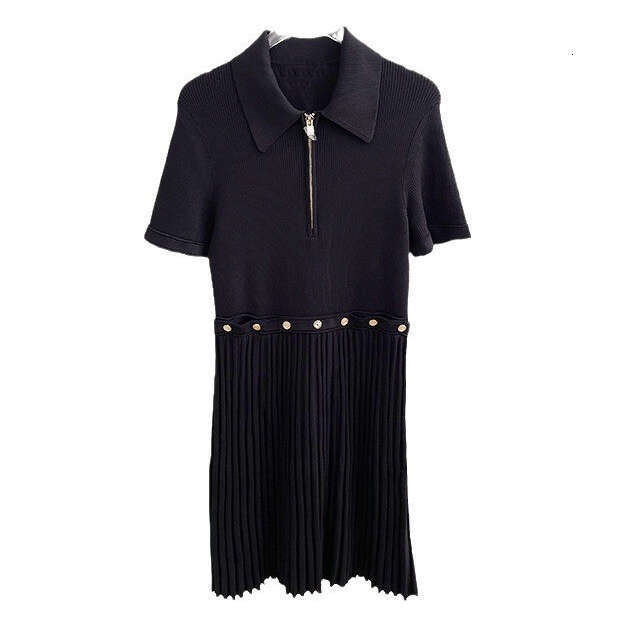 2026 Autumn/Winter New Designer F8 French Elegant Zipper Slim Black Knitted Women's Short Skirt