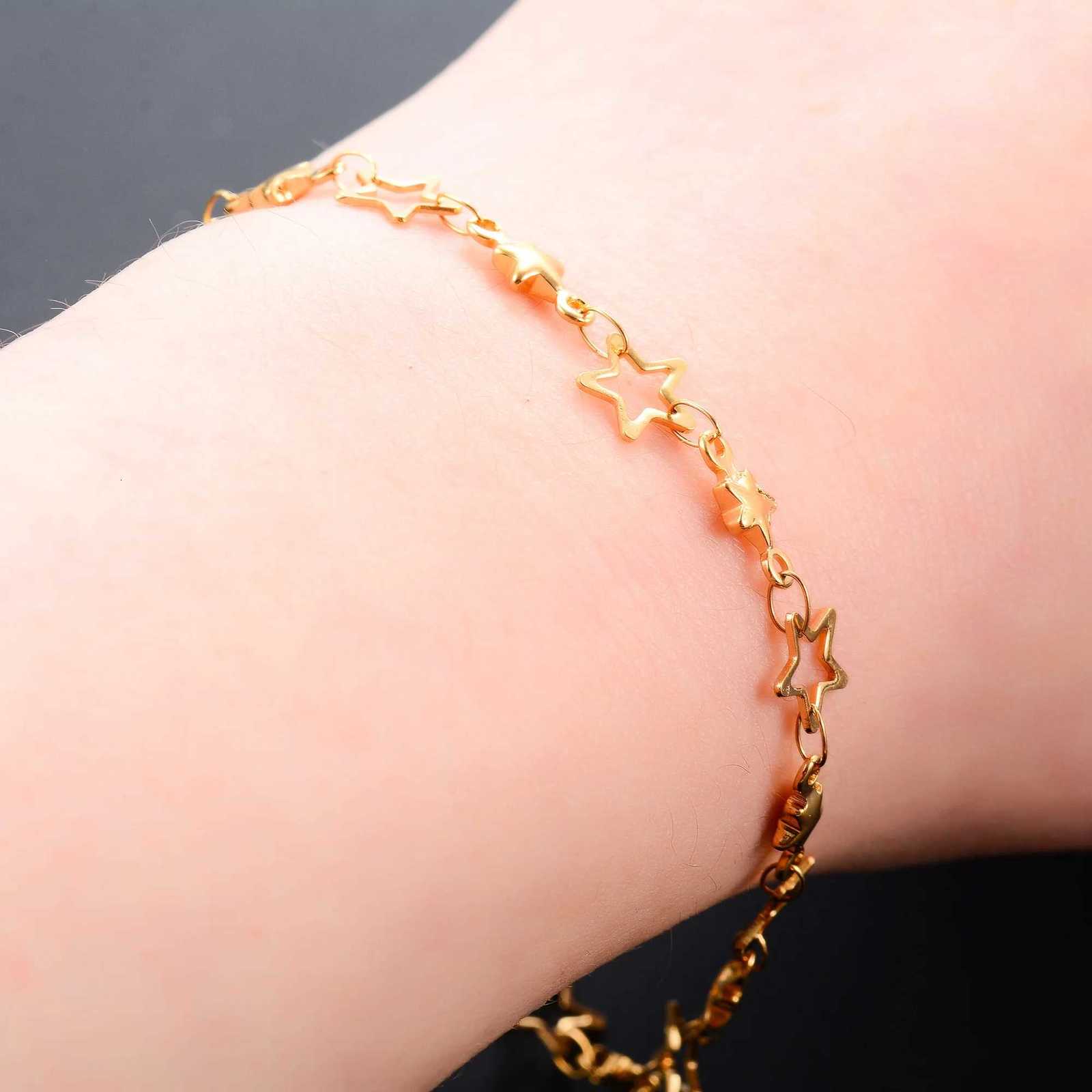 Cute Stainless Steel Link Star Chain for Women Hand Chain Wristband Silver and Gold Color Anklet Metal Jewelry Gift H260321 - view 5