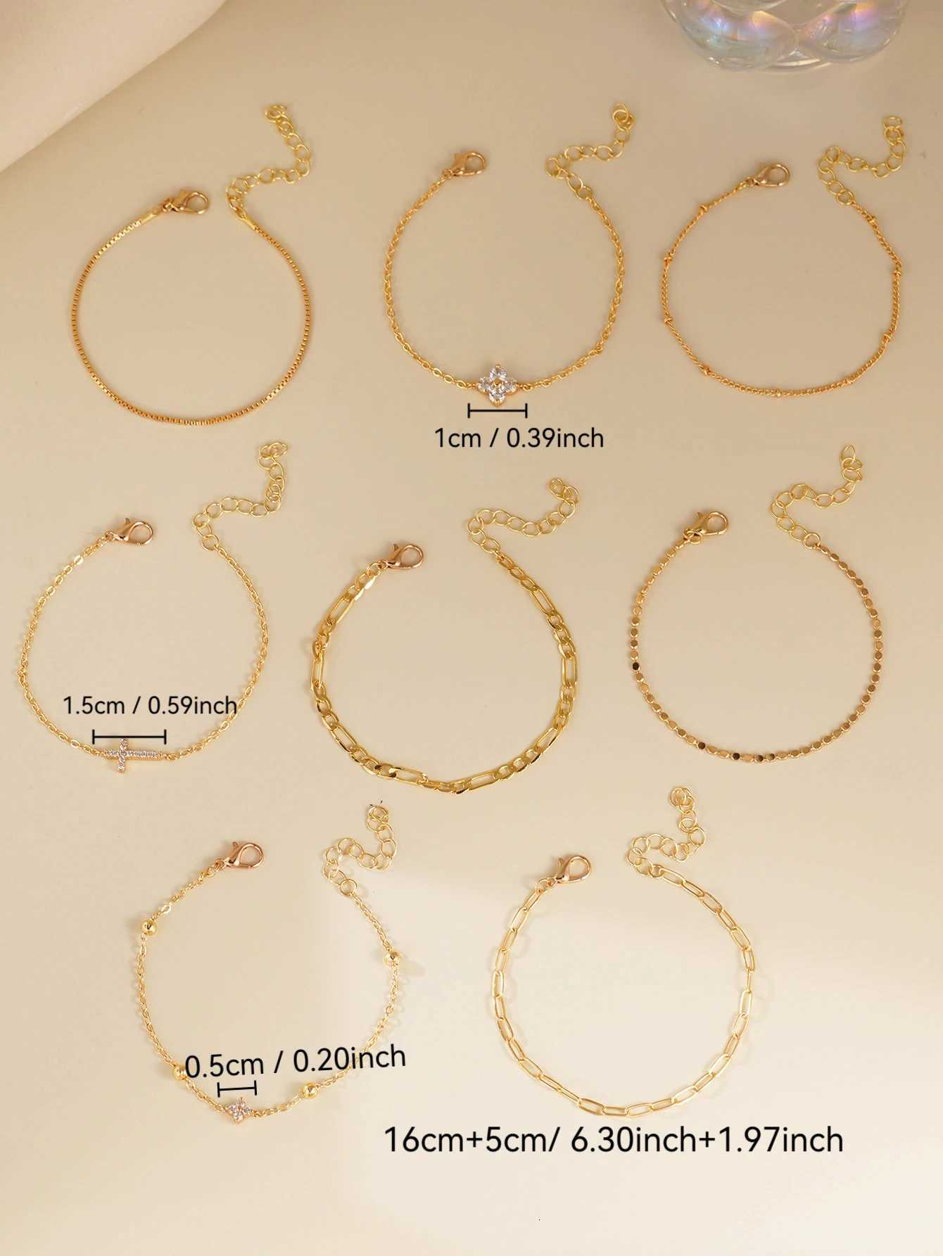 8pcs Elegant Cubic Zirconia Cross Decor Set Multi-Layer Stackable For Women Daily Party Jewelry H260321 - view 5