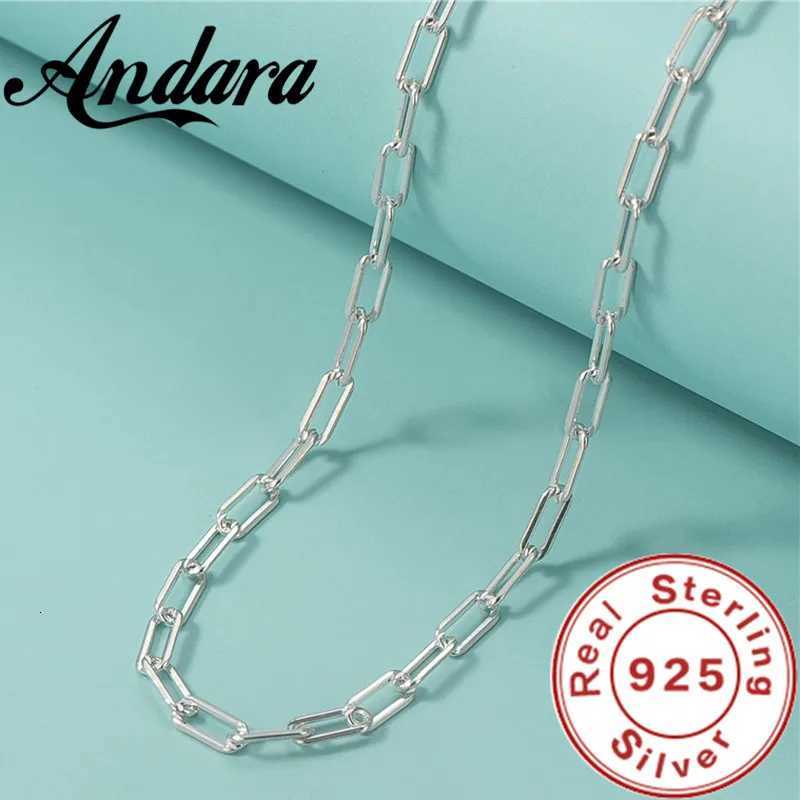 Andara Authentic 925 Sterling Silver Paper Clip Necklace With 18k Gold Plated Chain Necklace For Men And Wen X260321 - view 3