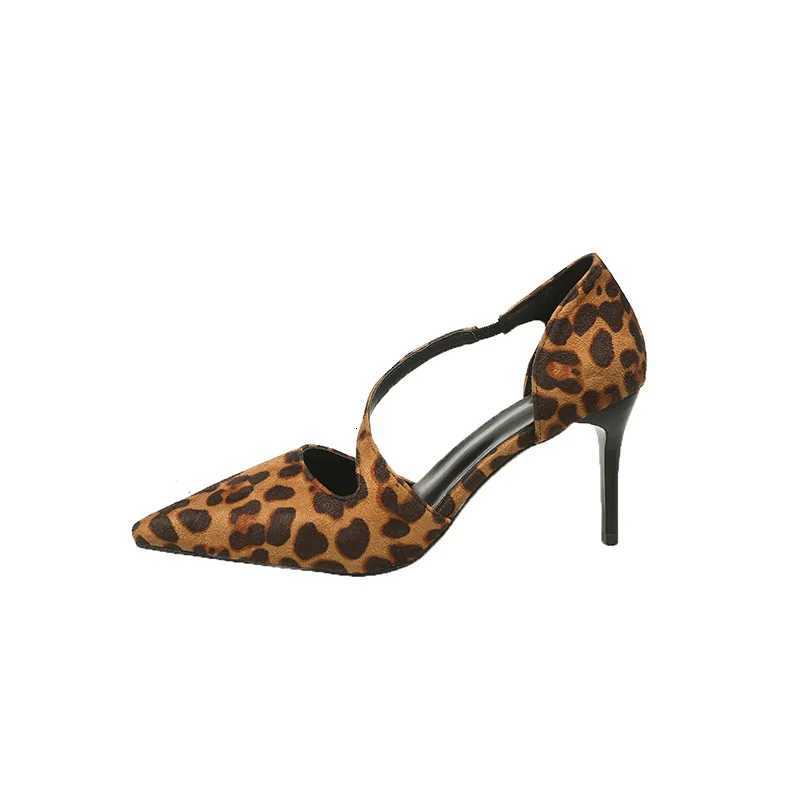 Thin Heeled Hollow Sandals 2026 Spring New Pointed Sexy High Heels One Button Large Leopard Print Womens Shoes C260321