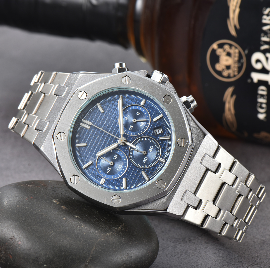 APitty Mens Aude WristWatches Six needles All dial work Quartz Watches High quality Top Luxury Chronograph clock Steel Belt fashion Royal men watch #88