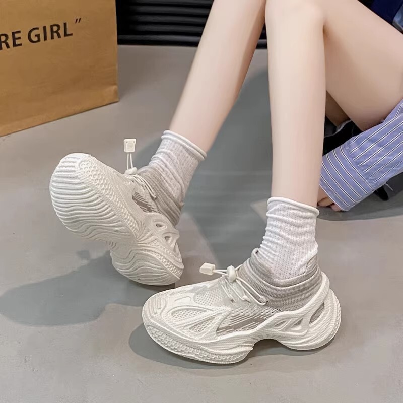 Rolnd Tiger 2026 Luxury Soft-soled Breathable Mesh Coconut Shoes For Women Autumn New Lightweight Versatile Casual Shoes, Thick-soled Sports Sock Shoe