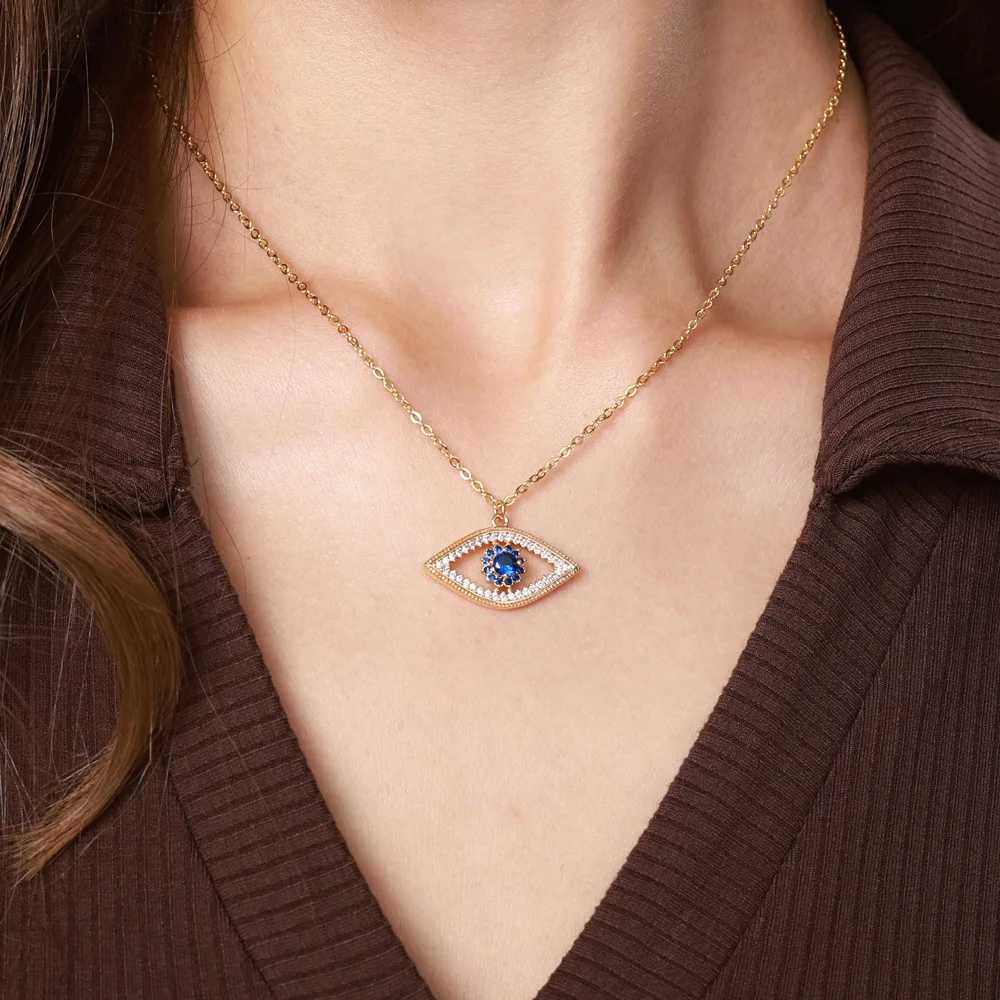 Turkish Evil Eye Pendant Necklace for Wen Gold Color Stainless Steel Necklaces 2026 Trending Choker Lucky Aesthetic Jewelry X260321
