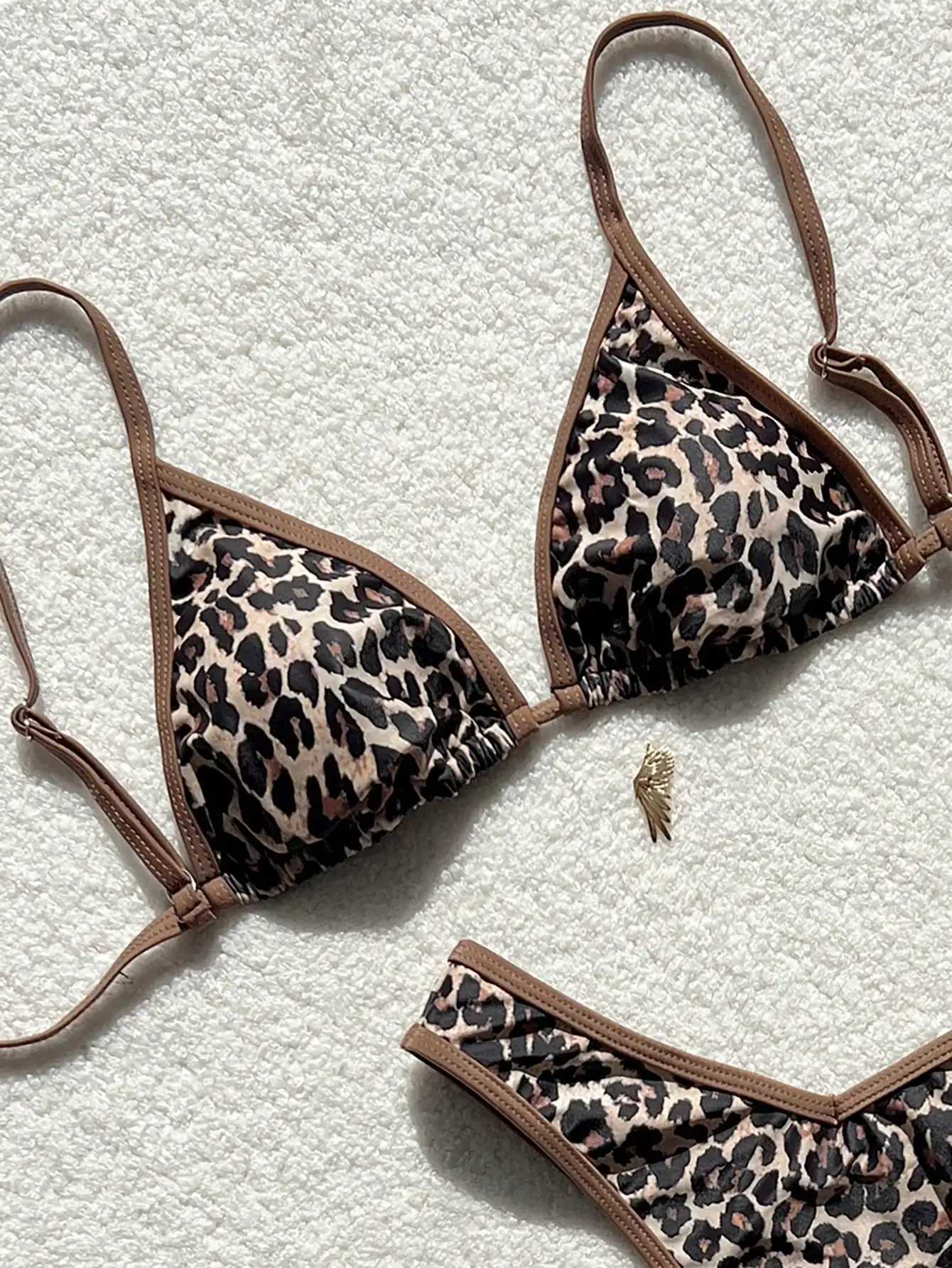 Summer leopard print sexy swimsuit bikini swimsuit set for beach vacation suitable for women M260321