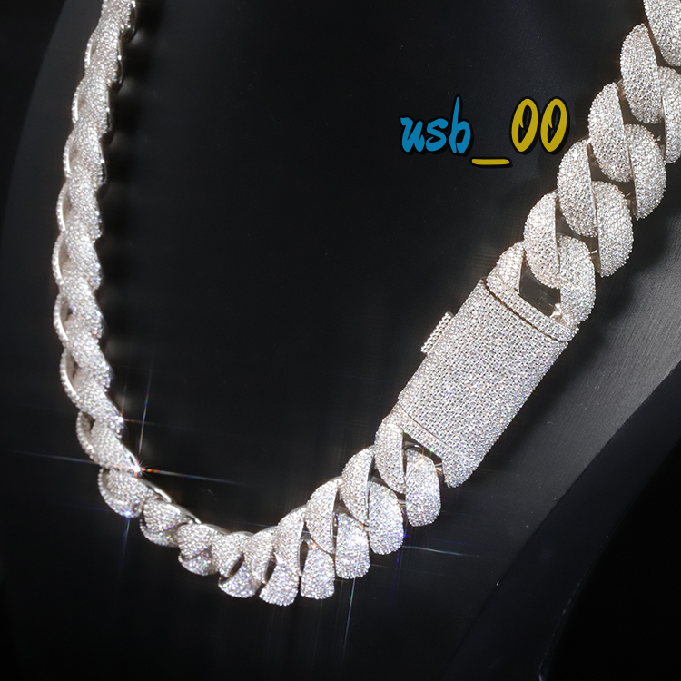 Hot-sale 22mm Iced Out Moissanite Chains Necklace S925 Silver VVS Moissanite Cuban Link Chains Fine Jewelry Necklaces