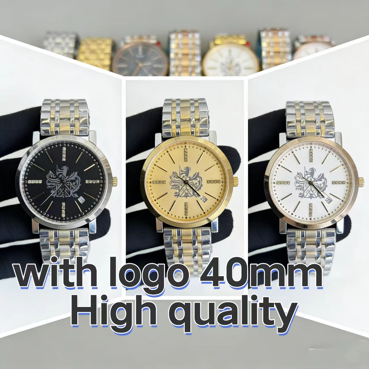 New Style Moissanite Inlaid With Diamonds Men's Watches High-Quality Quartz Watches Sapphire Crystal With Diamonds Scale Stainless Steel StripPattern