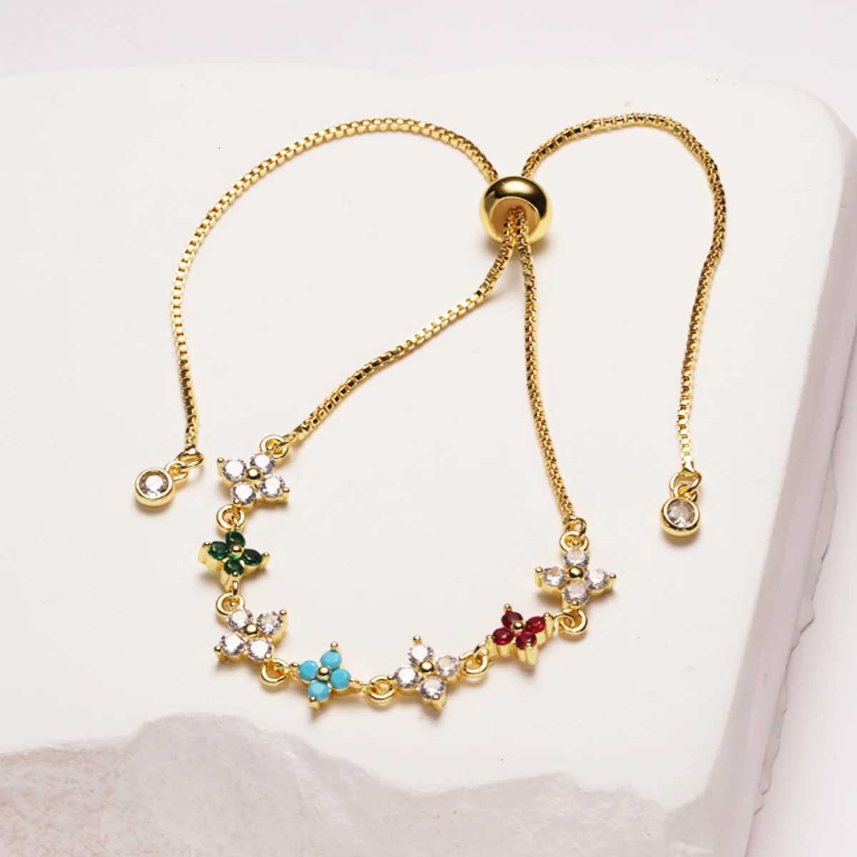 Colorful Flower Cubic Zirconia for Women Girls Luxury 18K Gold Plated Elegance Jewelry Gifts H260321 - view 5