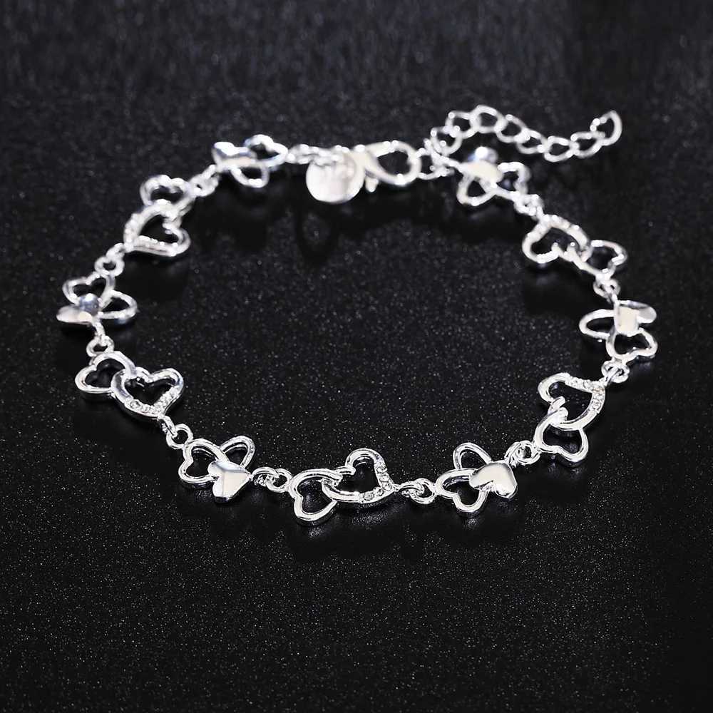 925 Sterling Silver for women HEART FLOWER chain fashion Wedding Party cute laDY nICE jewelry H260321 - view 4