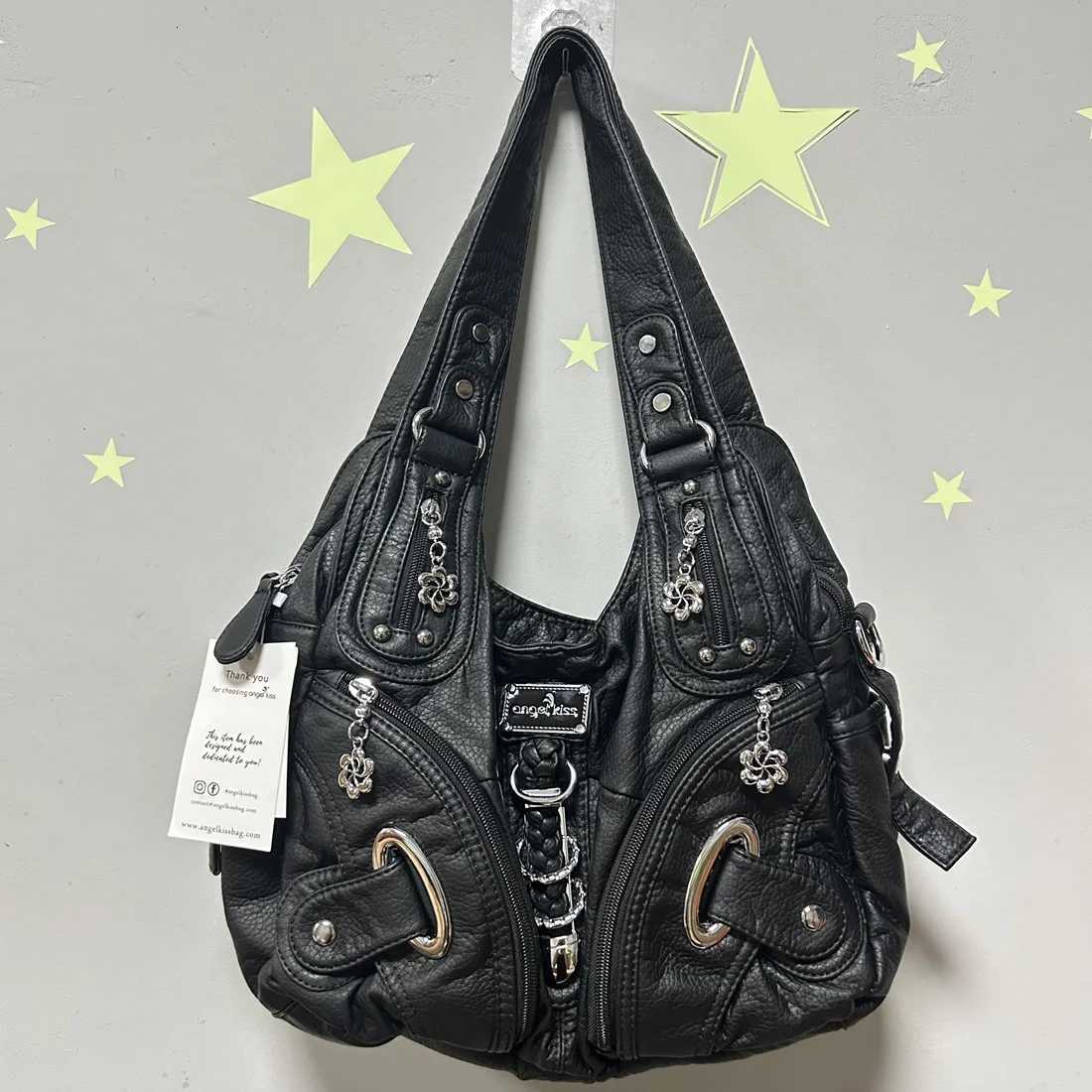 Angel kiss Women Handbags Fashion Shoulder Bag Large Black Tote Top-handle Shopping Pack Multiple Pockets Satchel Lady PurseZ260317 Z260321