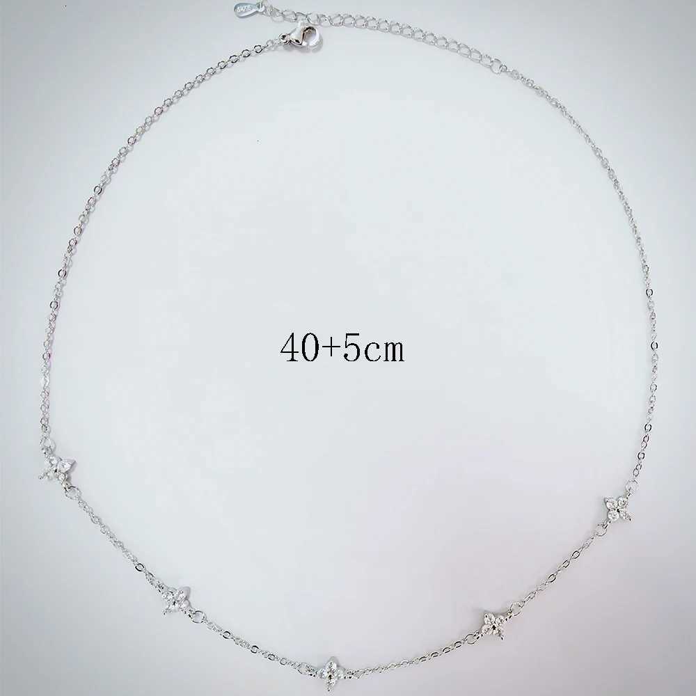 925 Silver Plated Flower Zircon Chain Necklace for Women Luxury Collar Charm Necklaces 2025 Trend Jewelry H260321 - view 6