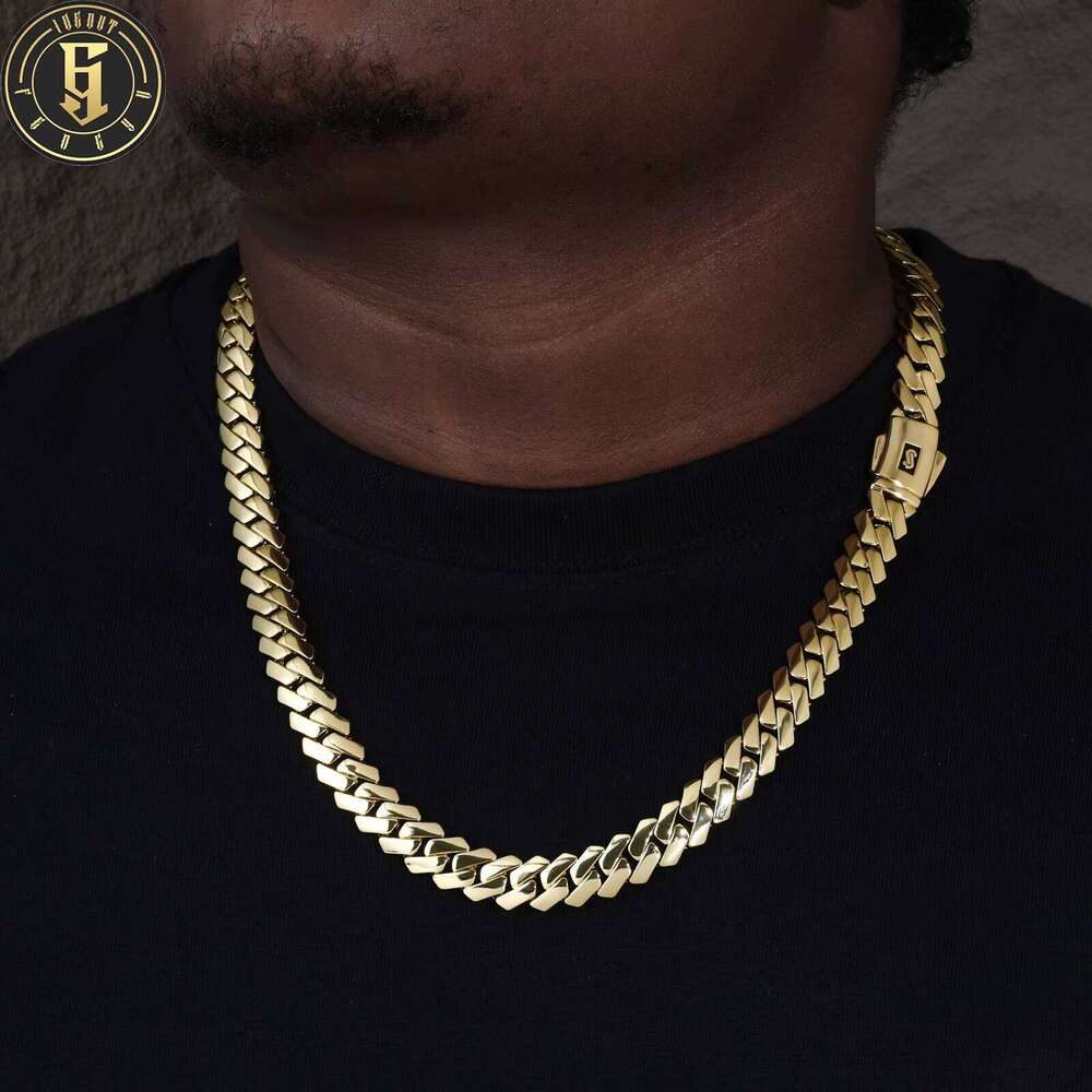 Oro Cadenas 14K De Cubana EDGE Plain Lock Men Luxury Hip Hop Jewelry 12Mm 14K Gold Plated Miami Cuban Link Necklace Monaco Chain Jewelry77 - view 3