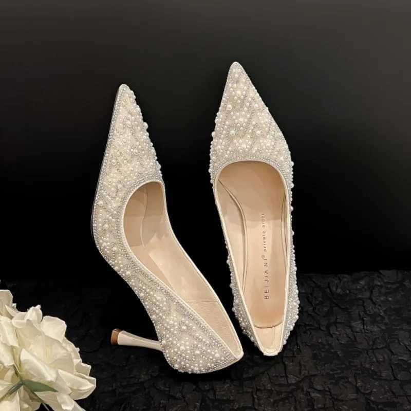 2024 New Womens High Heels Stiletto Heels Sequins Rhinestone Decoration Fashion Womens Dress Party Shoes C260321
