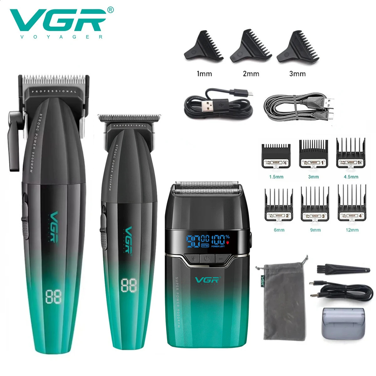 VGR Hair Clipper Professional Hair Cut Machine Face Shaver Barber Clippers Beard Trimmer Metal Trimmer for Men V-003 V-906 V-308 260319