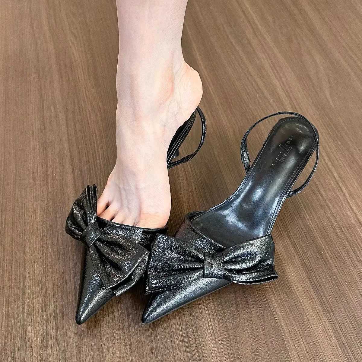 New Street Style Butterfly-knot Pumps Sexy Pointed Toe Thin Heels Woman Shoes Elegant Slingbacks Sandalias Mujer High Heel Shoes C260321