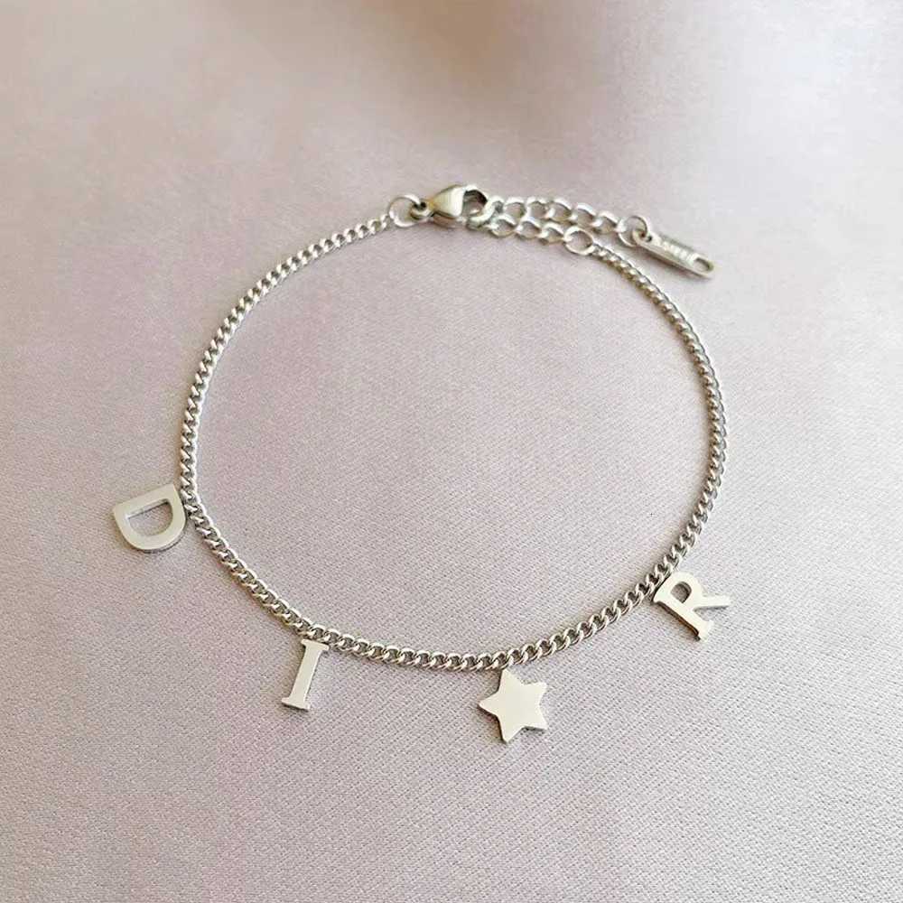 Korea Letter Star Pendant for Women Girl New Trendy Stainless Steel Simple Wristlet Luxury Jewelry Party Gift H260321 - view 3