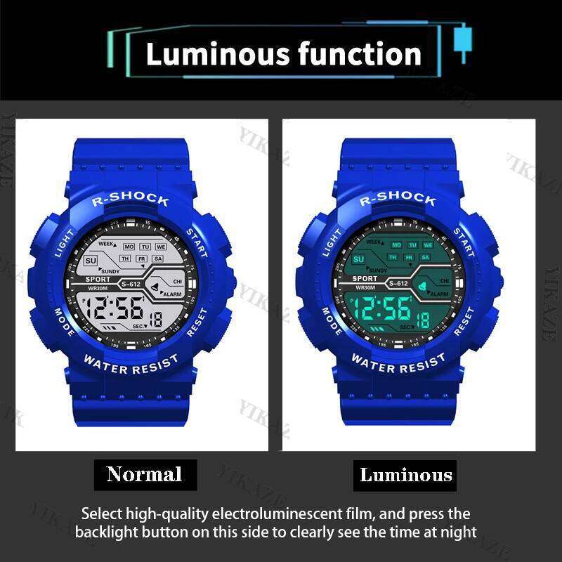 Watches Sports LED Wristwatches Men's 30m Waterproof Digital Light Stopwatch Watch for Men Student Teens