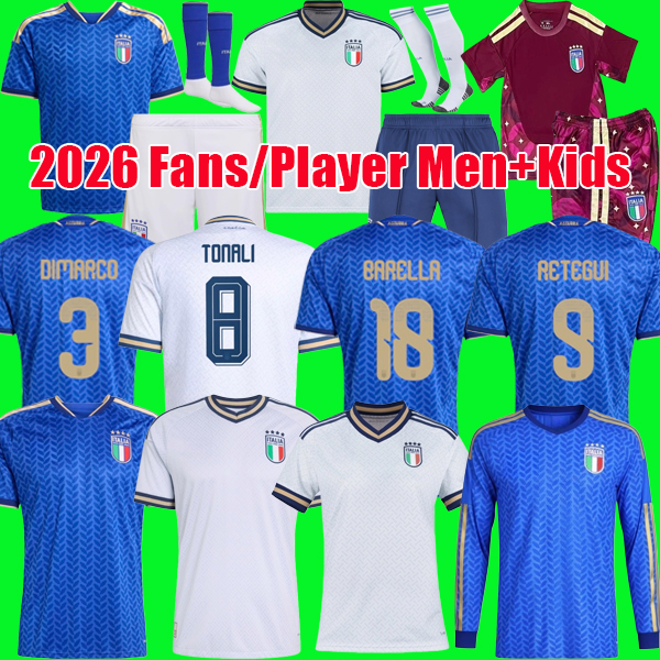 S-4XL Italy 2026 soccer jerseys TONALI BARELLA DIMARCO BASTONI 25 26 KEAN CALAFIORI GATTI DI LORENZO Top football kit shirts men kids sets uniforms maglie da calcio