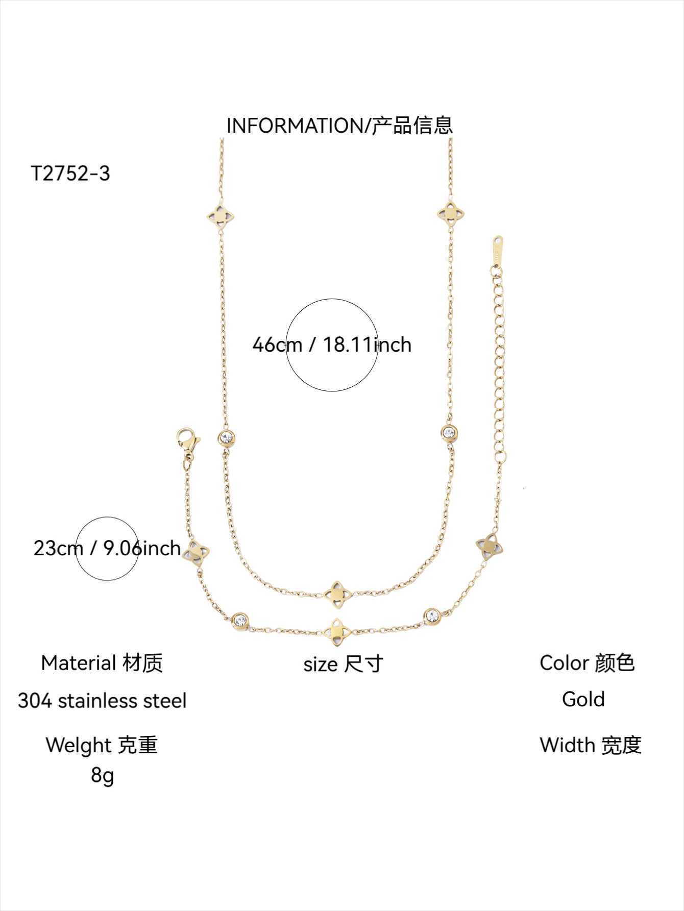 1Pcs Charm Personalized Light Luxury Stainless Steel 18K Gold Plated With Diamonds Tiny Flowers Necklace Female H260321 - view 7