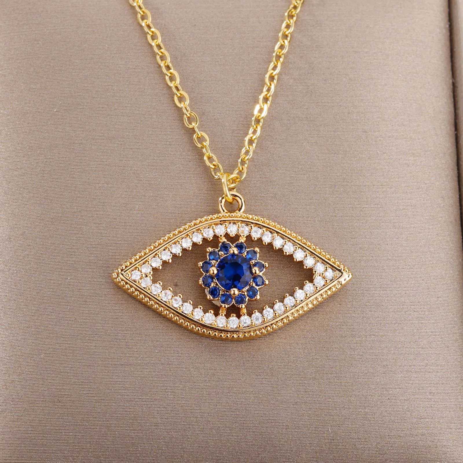 Turkish Evil Eye Pendant Necklace for Wen Gold Color Stainless Steel Necklaces 2026 Trending Choker Lucky Aesthetic Jewelry X260321