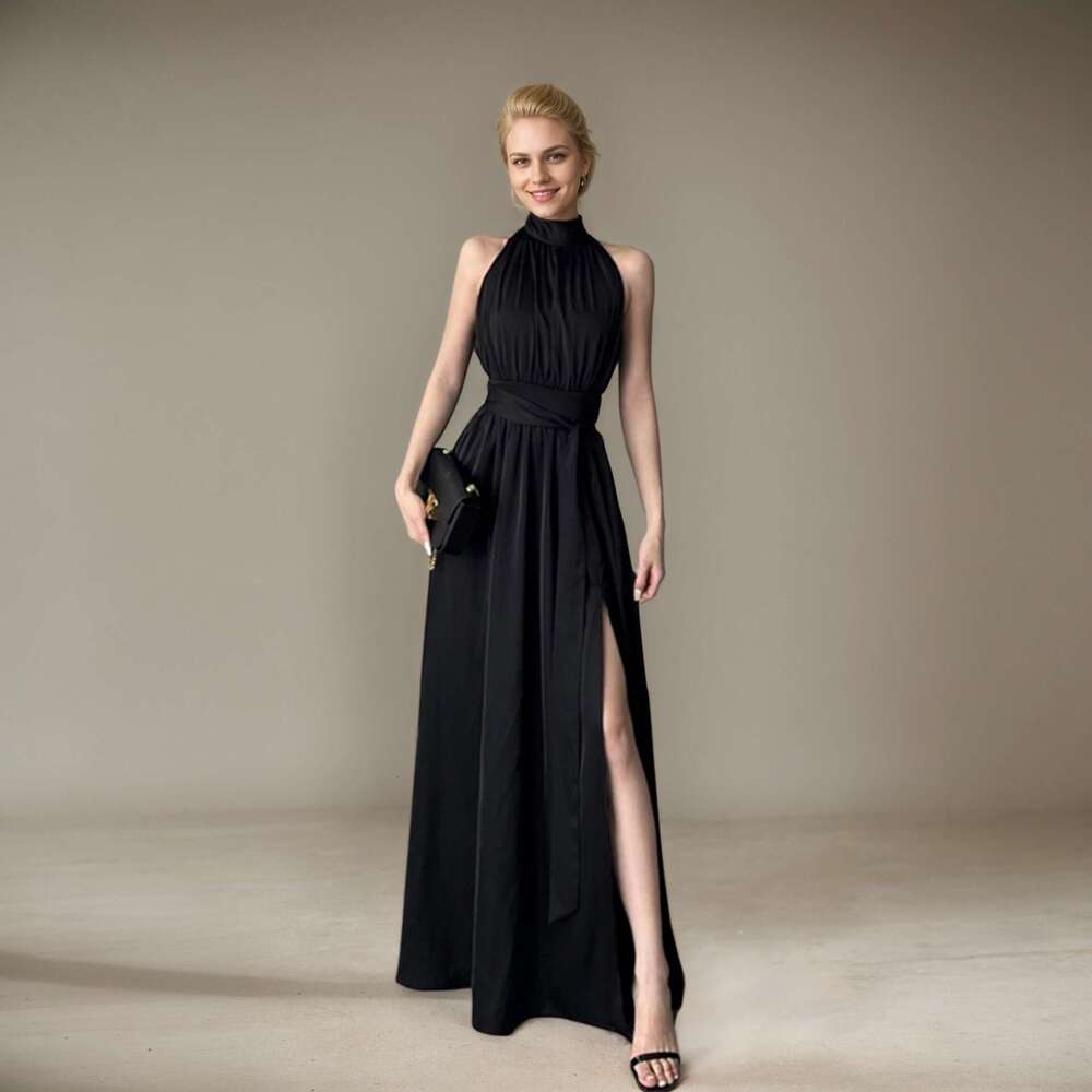 2026 Designer Elegant Black Dress Luxury Sleeveless k30 Social Long Dress Suitable for Date and Birthday