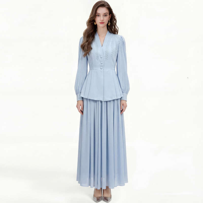 A14 Designer Chinese style women's professional suit 2026 spring new heavy three-dimensional embroidered jacket and pleated skirt