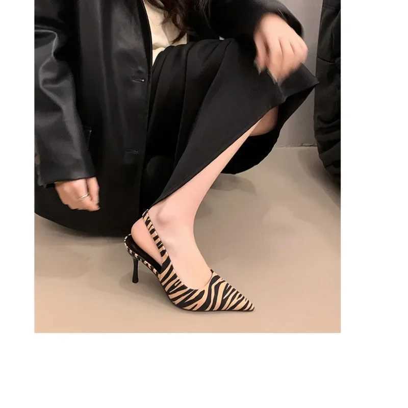 Leopard pointed high heels designer stiletto sandals 2025 womens fashion sexy and elegant party dress shoes large 42 C260321