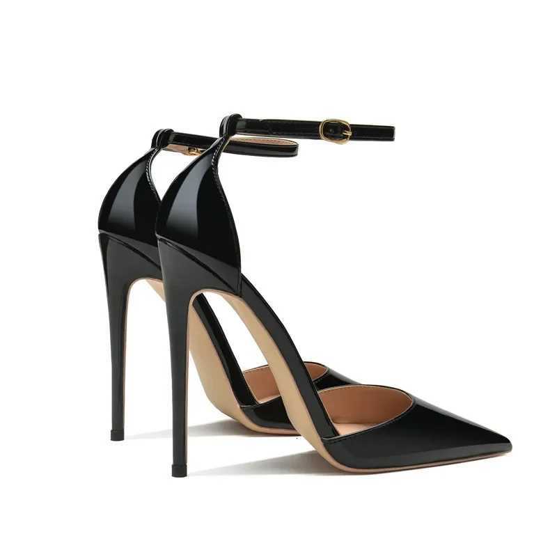 Patent Leather Women Ankle Strap Stiletto Pumps Pointed Toe Sexy High Heel Shoes 8cm 10cm 12cm Customize 33-46 Talon Femme C260321