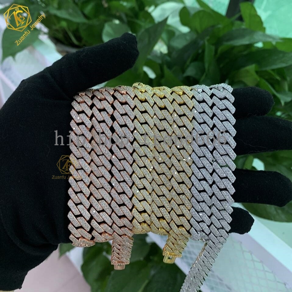 Hip Hop Cuban Chain Necklace Real Pure 925 Silver 8mm 10mm 12mm Moissanite Diamond Cuban Link Chain