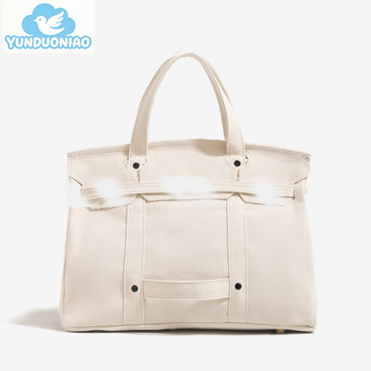 YUNDUONIAO New Women's Canvas Bag Color blocked Handbag Large Capacity Commuter Multi functional Bag Fashion Handbag
