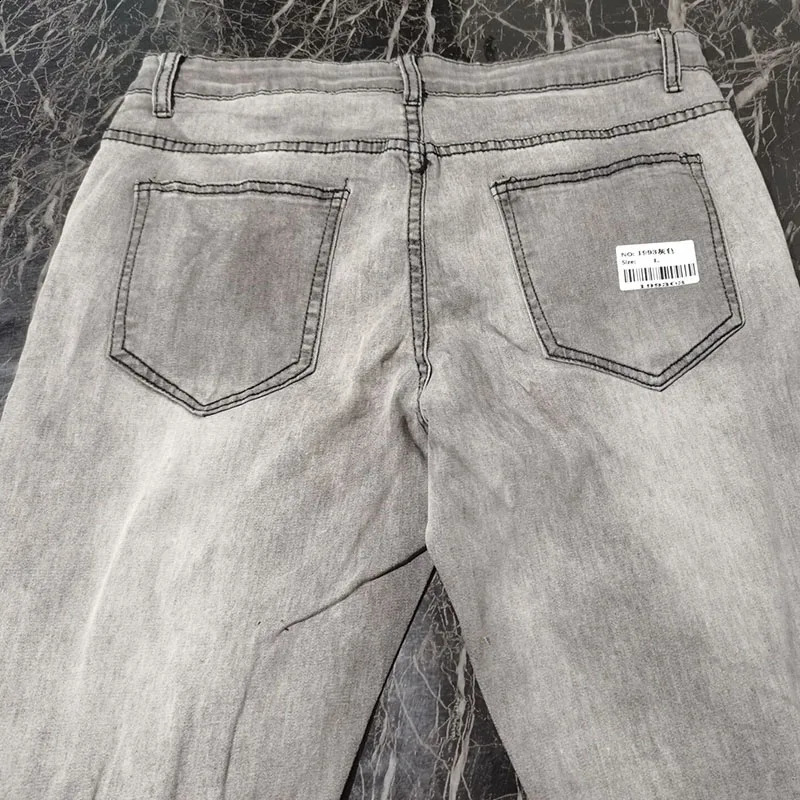 Mens Skinny Ripped Jeans Fashion Grid Hole Endothecium Patches Slim Fit Stretch Casual Denim Pencil Pants Jogging Trousers 260618CJ - view 4