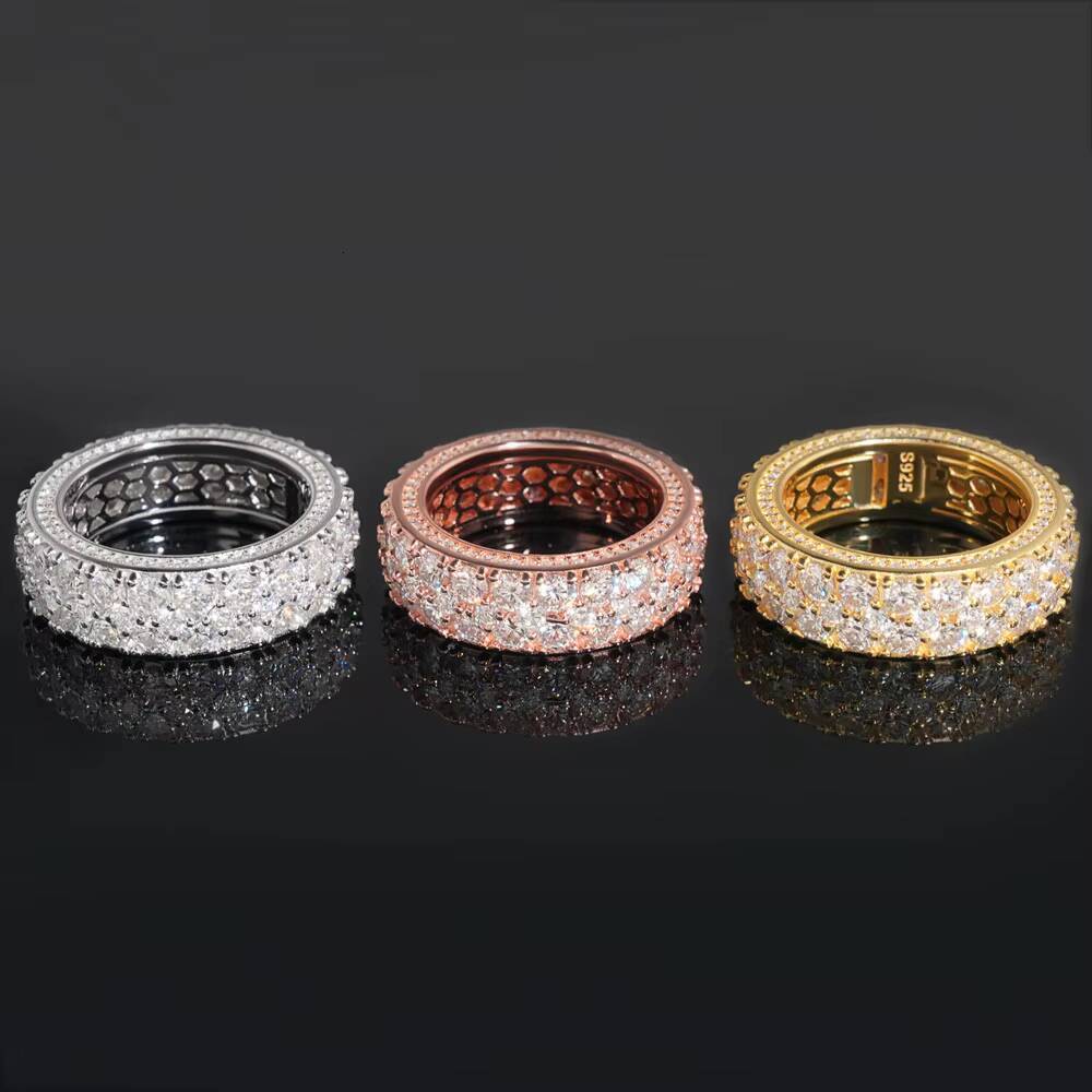 Classic Hip Hop Moissanite Men Ring 925 Silver VVS1 Iced Out Moissanite Men Ring Hip Hop D Color Moissanite Men Bands