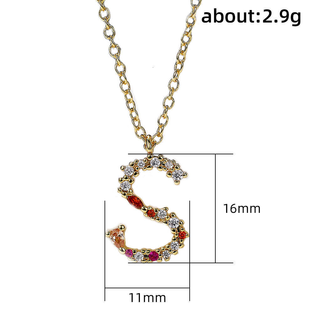 Full-Diamond Letter S Necklace Gold-Plated Silver English for Women DIY Pendant with Diamonds Clavicle Chain Necklace