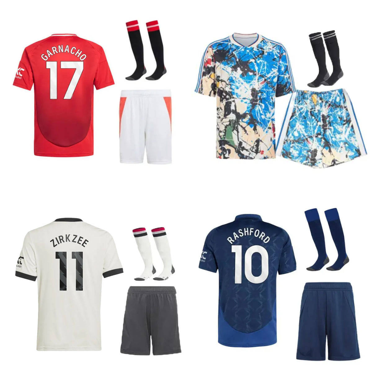 25 26 27 MAN CUNHA kids football kits or Soccer Jersey AMAD SESKO MAINOO MOUNT football shirt MARTINEZ FERNANDES MBEUMO Child kit