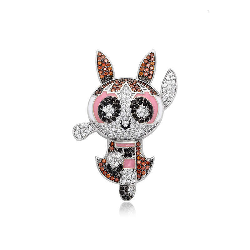 Jewelry Anime Cartoon Powerpuff Girls Style Pendant Colorful Moissanite Hip Hop Personality Necklace Jewelry