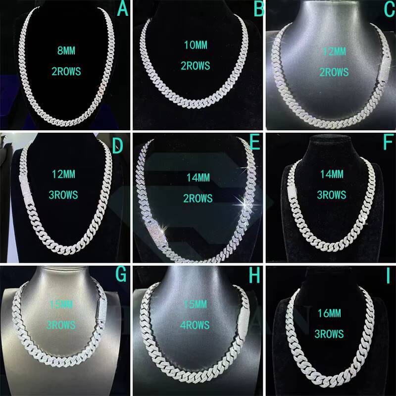 Mossanite Diamond Cuban Link Black Moissanite Jewelry Cuban Link Chain Bracelet Chain Moissanite Cuban Link