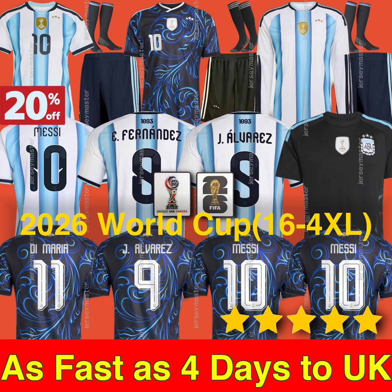 2026 World Cup Jersey ArgentinaS MESSIS Soccer Jerseys J.ALVAREZ E.FERNANDEZ DI MARIA Home Away Football Shirts 1998 BATISTUTA 1986 1994 MARADONA Kids Men Kit 323423