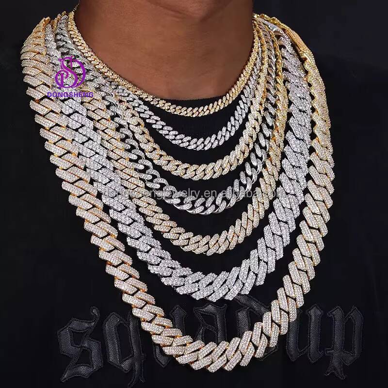 15mm 18mm Iced Out Vvs Moissanite Cuban Necklace Moissanite Diamond Cuban Link Chain Hip Hop Men Jewelry Chain 925 Silver D13