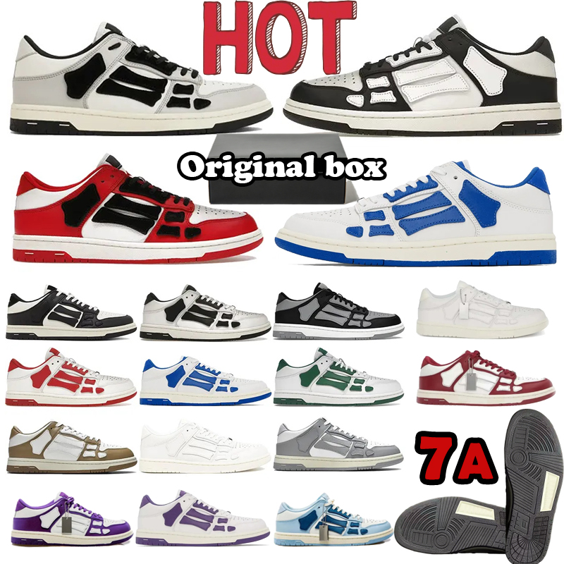 Designer Shoes Amiri shoes Designer Luxury Bone Casual Low Shoes Leather Sneakers Skeleton outdoor sports trainers Blue Red