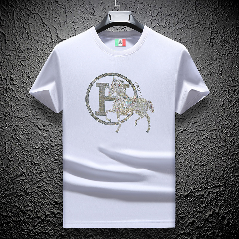 Designer Polo Hoodie Mercerized Cotton Short-sleeve Men's Round-neck Summer Shirt Fashionable And Versatile European Designer T-shirt Style Slim Fit