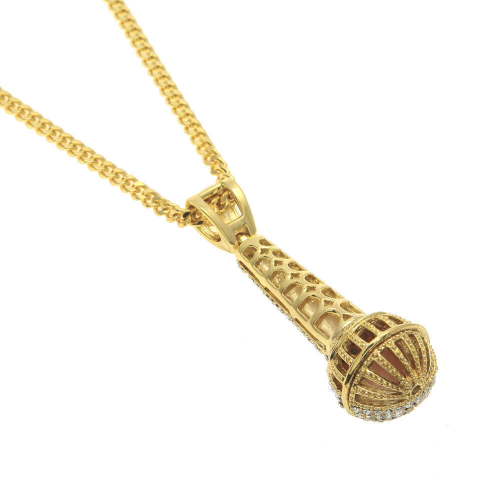 Men's Jewelry High-end Diamond-encrusted Microphone Pendant European and American Niche Hip-hop Ice with VVS moissanite Street Dance Necklace Who