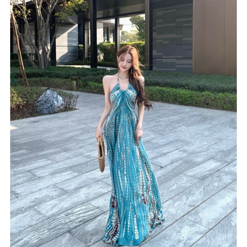 Bohemian Vacation Dress For Women New Summer French Style Travel Photo Beach Dress Designer Dress Elegant Long Dress