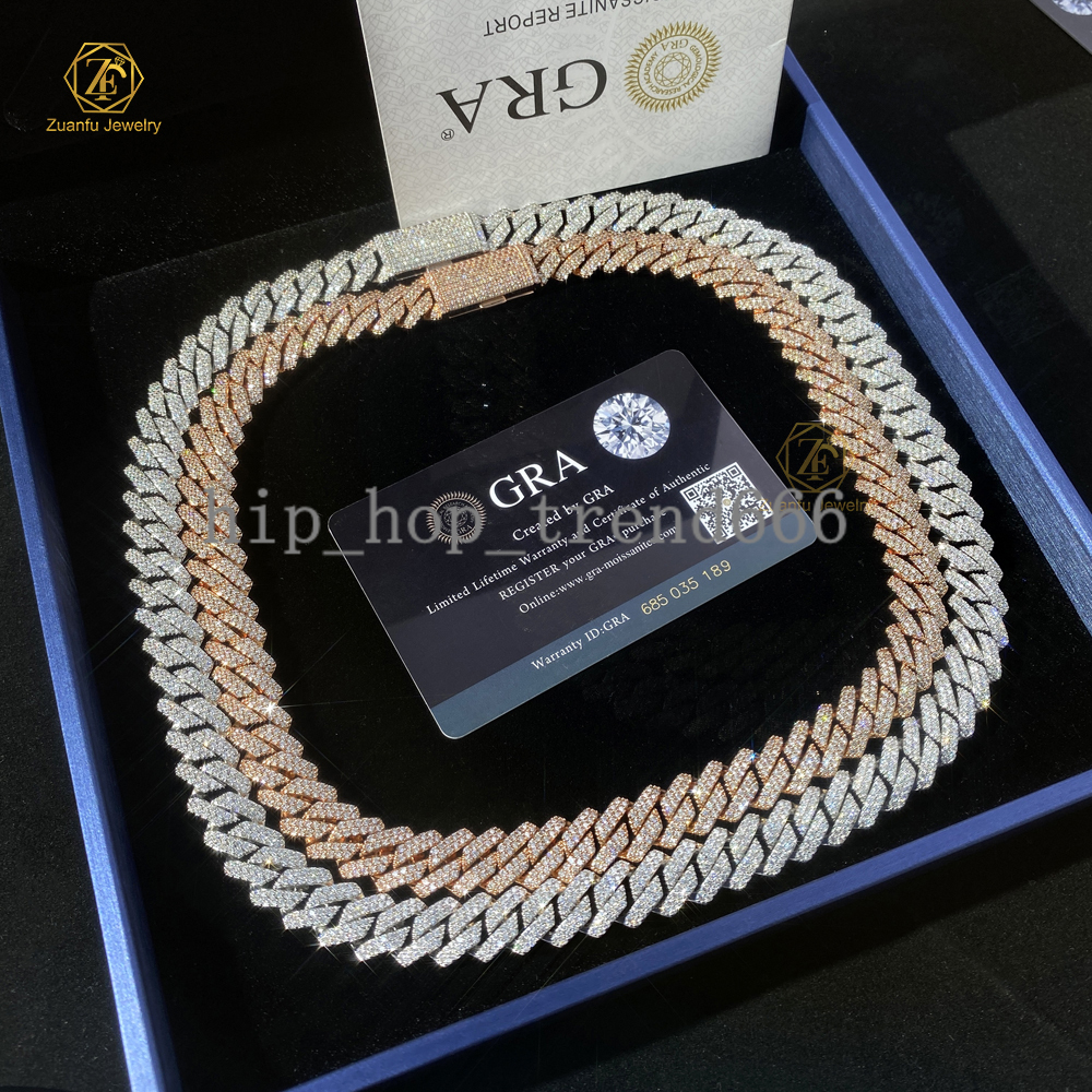 Hip Hop Cuban Chain Necklace Real Pure 925 Silver 8mm 10mm 12mm Moissanite Diamond Cuban Link Chain