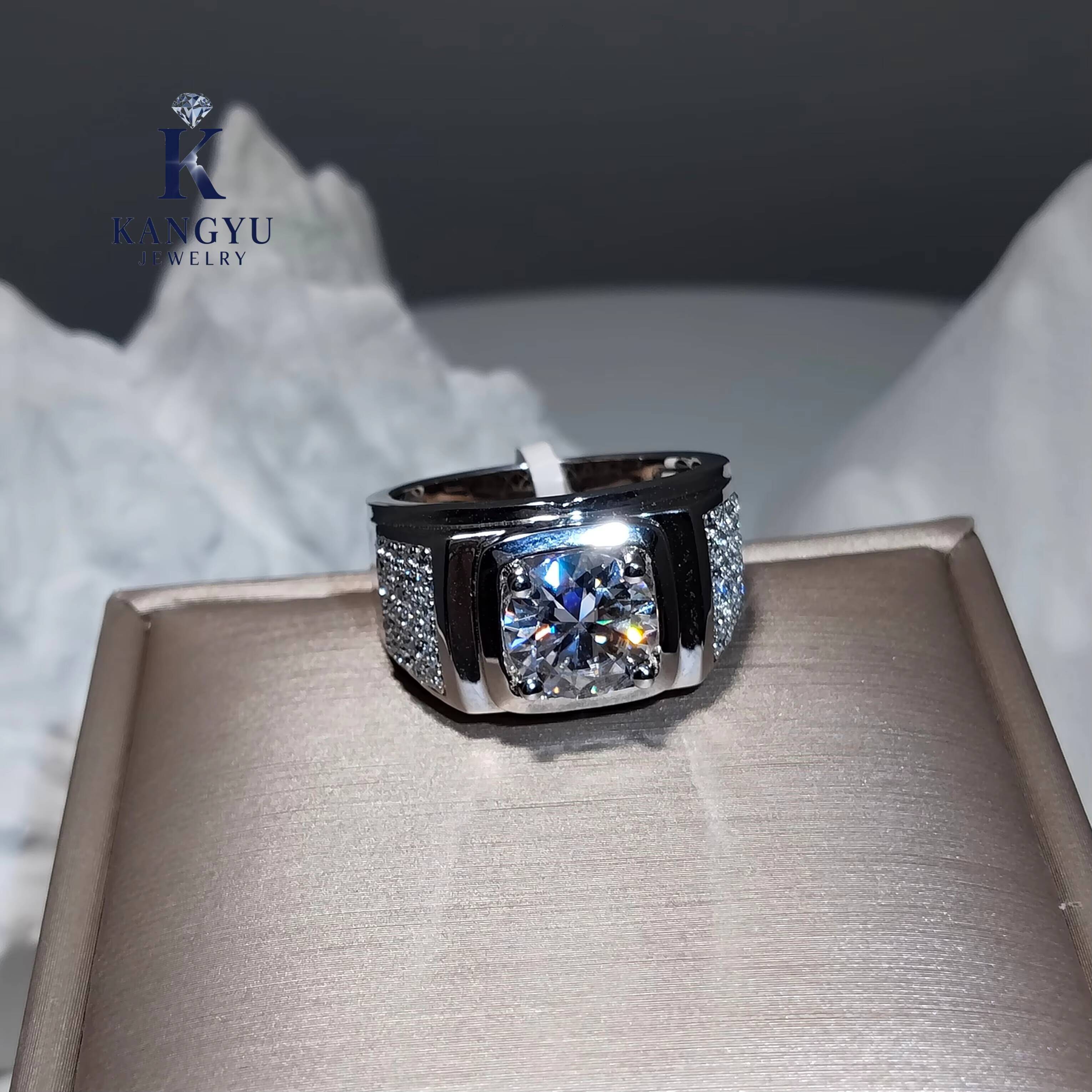 Mens Hip Hop 925 Sterling Silver Moissanite Ring - Iced Out Bling Ring Passes Diamond Tester