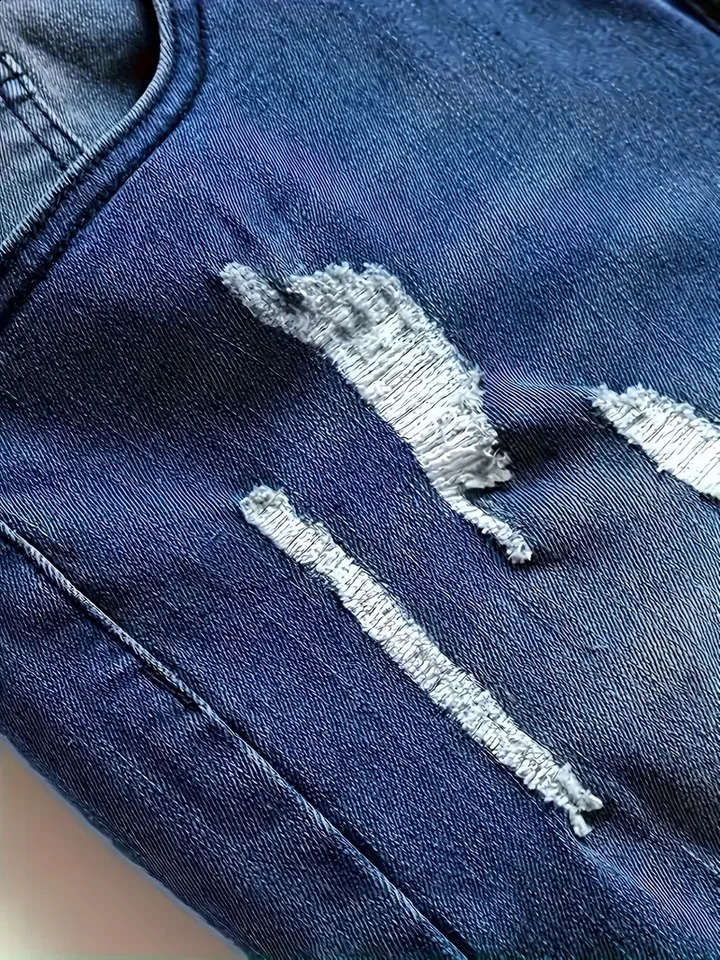 MenS Distressed Fashion Jeans - Street Style Comfortable Stretch Denim with Ripped Detail Versatile for All Seasons Everyday 260618CJ - view 6