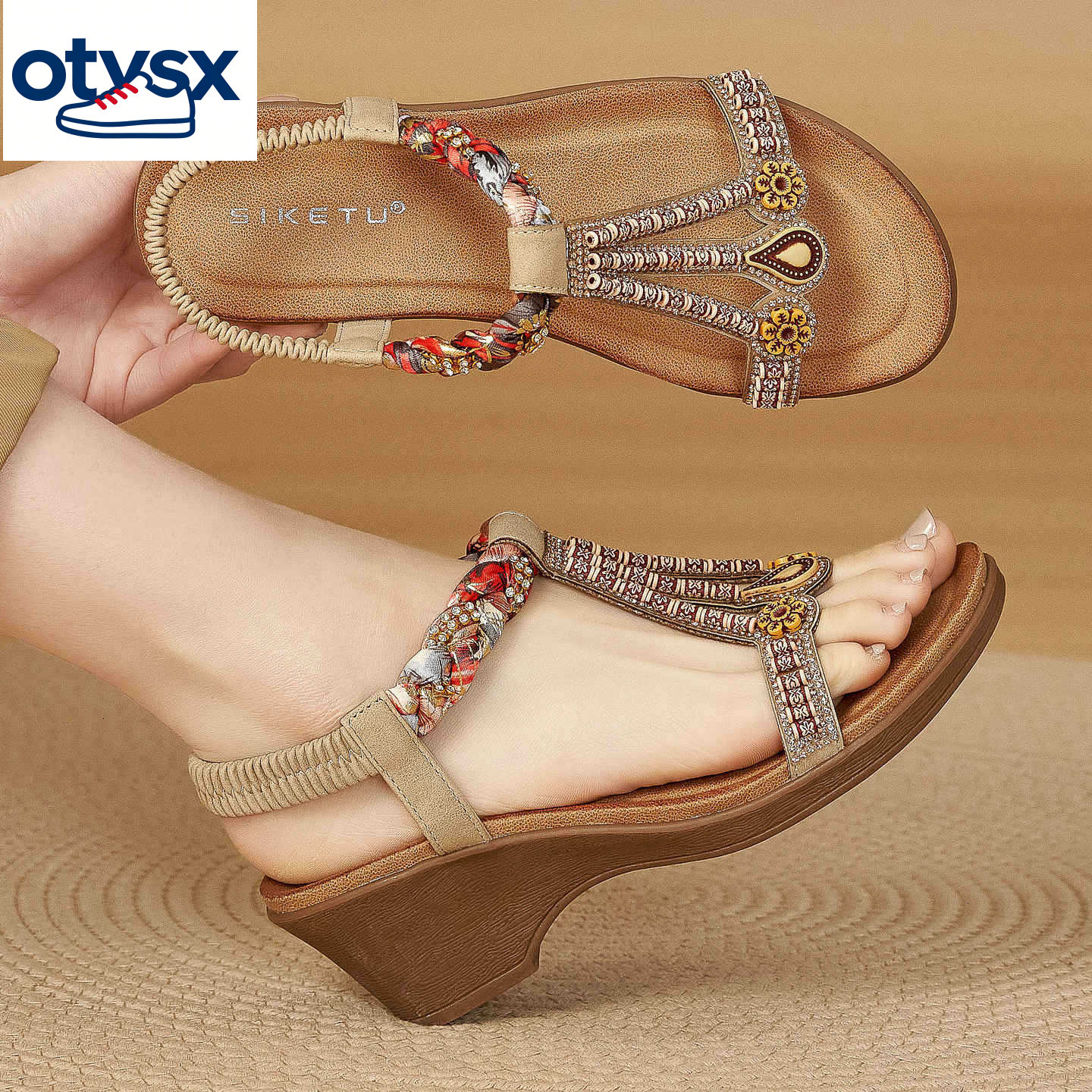 2026 new summer multifunctional fashion designer women's sandals with high heels and elastic bands, lightweight and comfortable slippers