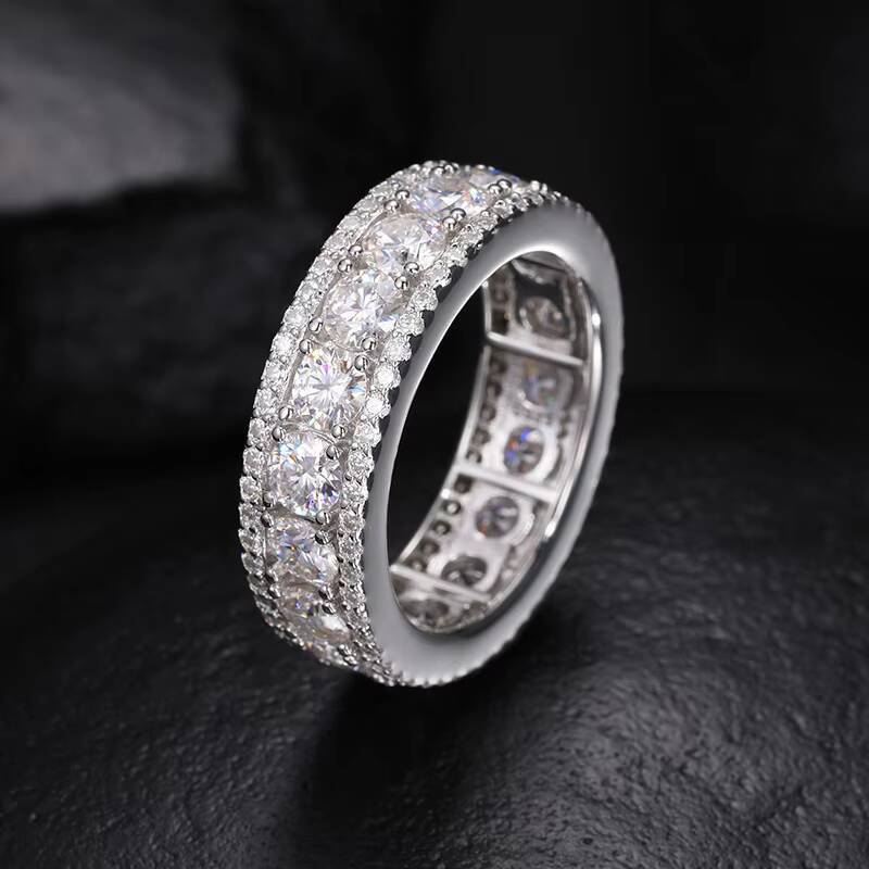 Factory Direct OEM Custom Full Vvs Moissanite Men Ring Hip Hop Jewelry Iced Out Gold Plated 925 Sterling Silver Ring